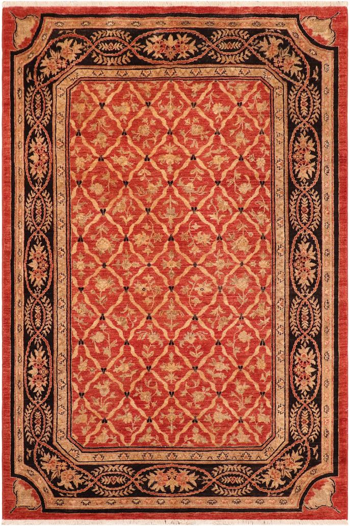 handmade Transitional Kafkaz Red Black Hand Knotted RECTANGLE 100% WOOL area rug 6 x 9