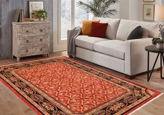 handmade Transitional Kafkaz Red Black Hand Knotted RECTANGLE 100% WOOL area rug 6 x 9