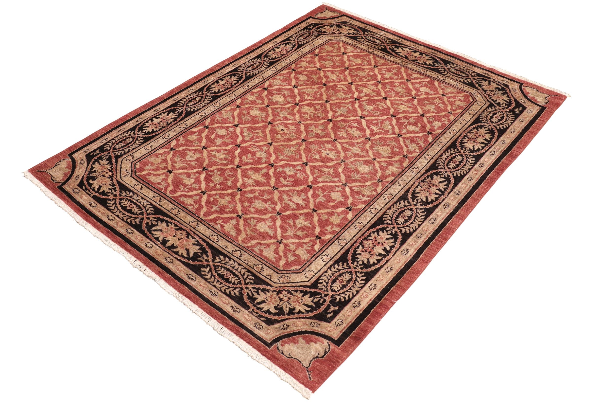 handmade Transitional Kafkaz Red Black Hand Knotted RECTANGLE 100% WOOL area rug 6' x 9'