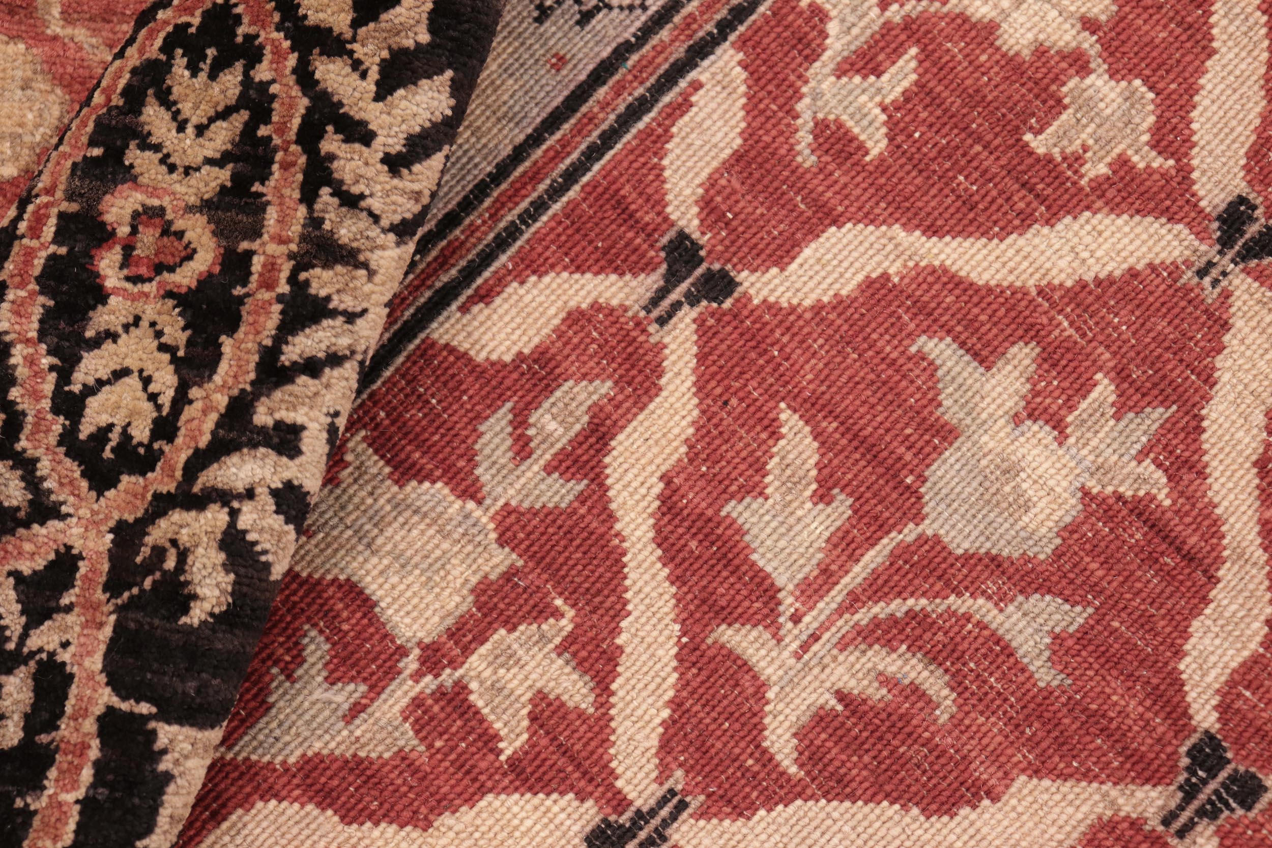 handmade Transitional Kafkaz Red Black Hand Knotted RECTANGLE 100% WOOL area rug 6' x 9'