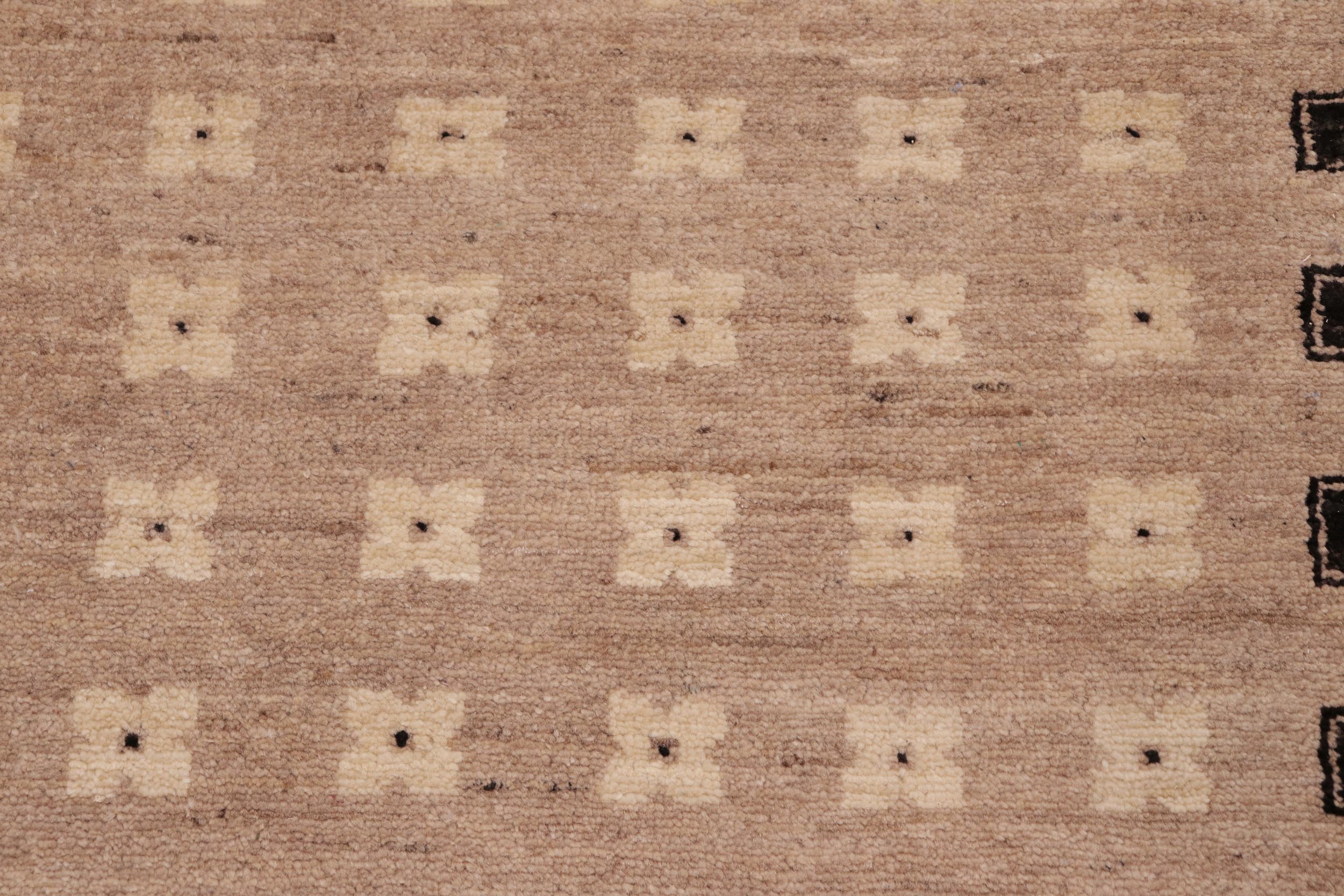 handmade Modern Kafkaz Tan Black Hand Knotted RECTANGLE 100% WOOL area rug 6' x 9'