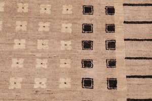 handmade Modern Kafkaz Tan Black Hand Knotted RECTANGLE 100% WOOL area rug 6' x 9'