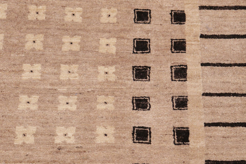 handmade Modern Kafkaz Tan Black Hand Knotted RECTANGLE 100% WOOL area rug 6' x 9'