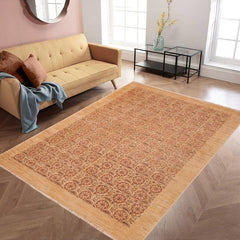 handmade Transitional Kafkaz Red Tan Hand Knotted RECTANGLE 100% WOOL area rug 6 x 9