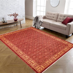 handmade Transitional Kafkaz Red Gold Hand Knotted RECTANGLE 100% WOOL area rug 6 x 9