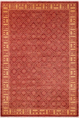 handmade Transitional Kafkaz Red Gold Hand Knotted RECTANGLE 100% WOOL area rug 6 x 9