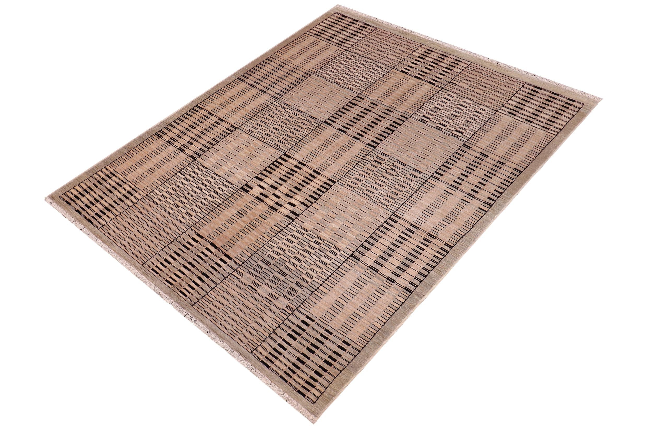 handmade Modern Kafkaz Beige Green Hand Knotted RECTANGLE 100% WOOL area rug 6' x 9'