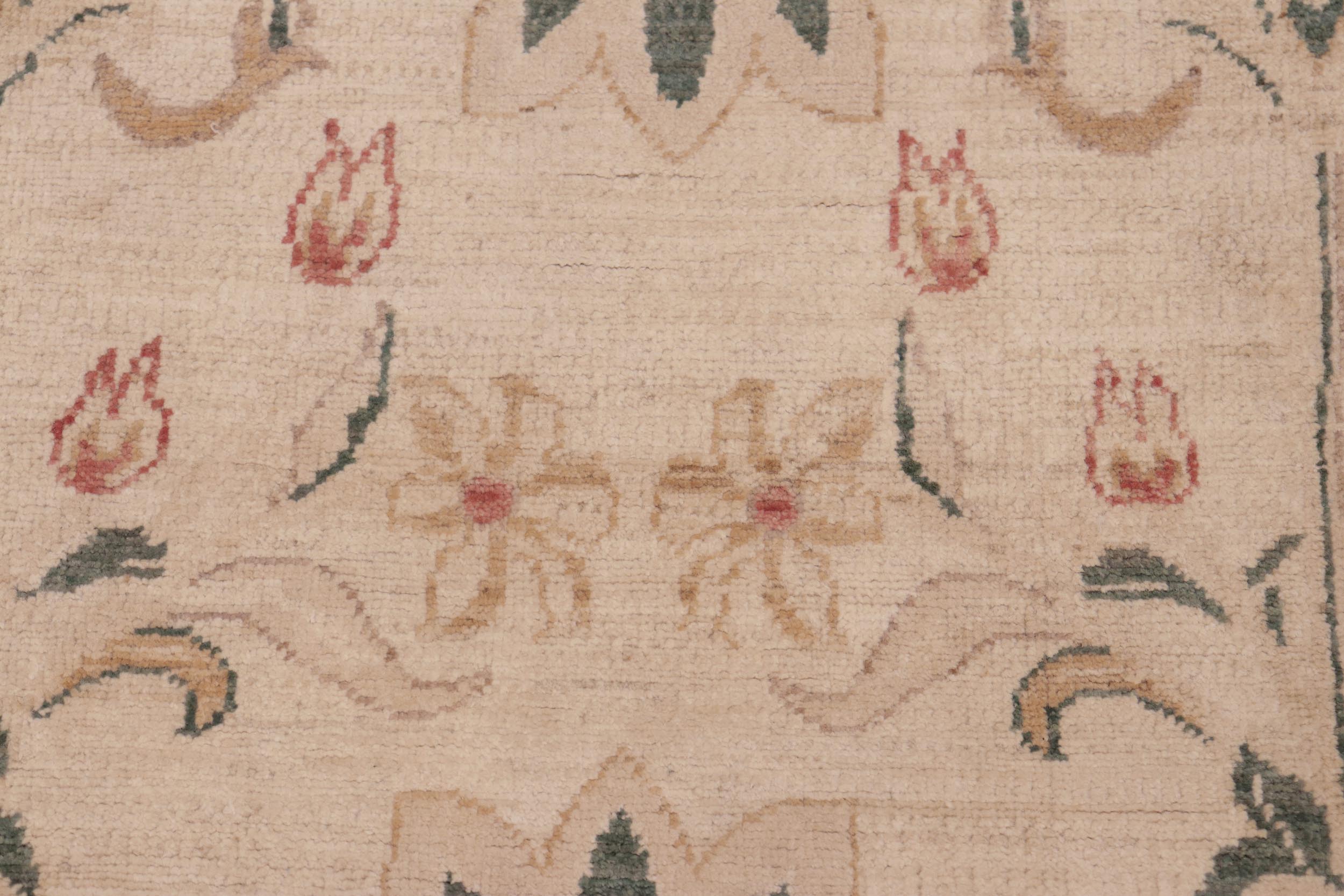 handmade Modern Kafkaz Tan Green Hand Knotted RECTANGLE 100% WOOL area rug 6' x 9'