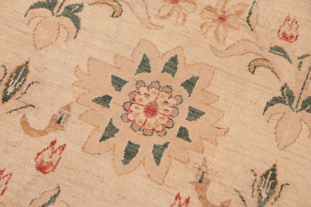 handmade Transitional Kafkaz Tan Green Hand Knotted RECTANGLE 100% WOOL area rug 6 x 9