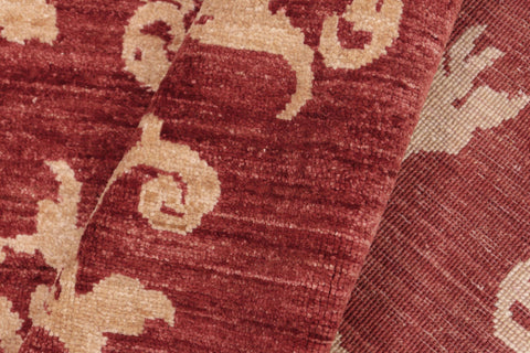 handmade Modern Kafkaz Red Gold Hand Knotted RECTANGLE 100% WOOL area rug 6' x 9'