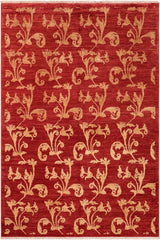 handmade Transitional Kafkaz Red Gold Hand Knotted RECTANGLE 100% WOOL area rug 6 x 9