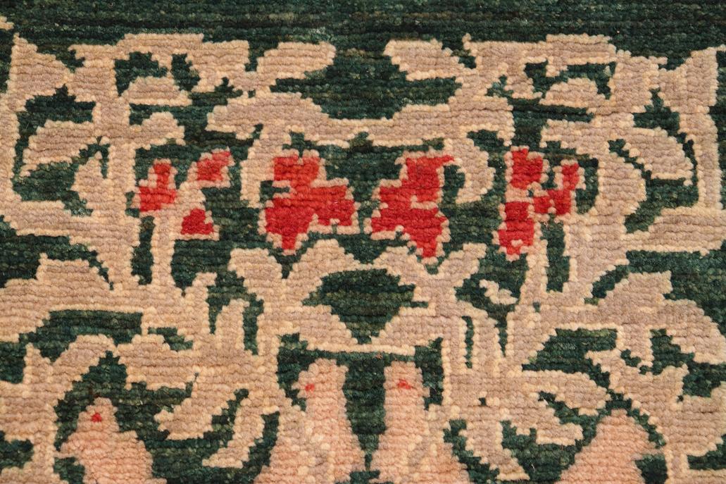 handmade Transitional Kafkaz Green Tan Hand Knotted RECTANGLE 100% WOOL area rug 6 x 9