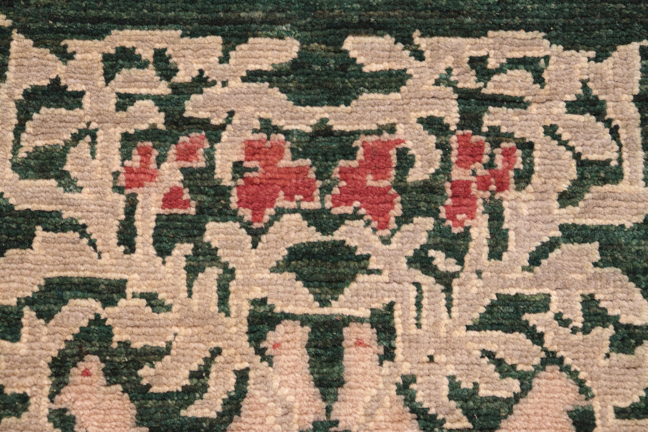 handmade Modern Kafkaz Green Tan Hand Knotted RECTANGLE 100% WOOL area rug 6' x 9'