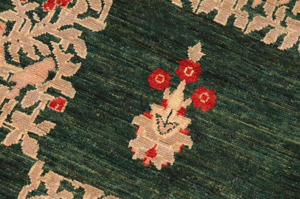 handmade Transitional Kafkaz Green Tan Hand Knotted RECTANGLE 100% WOOL area rug 6 x 9