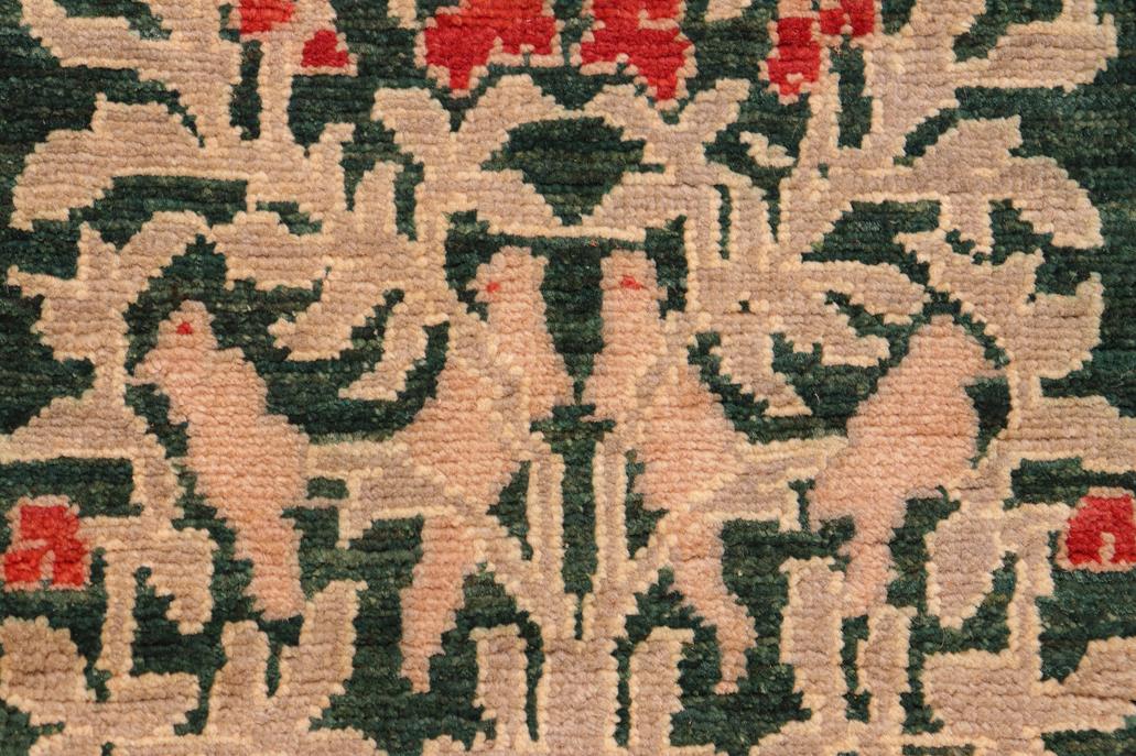 handmade Transitional Kafkaz Green Tan Hand Knotted RECTANGLE 100% WOOL area rug 6 x 9