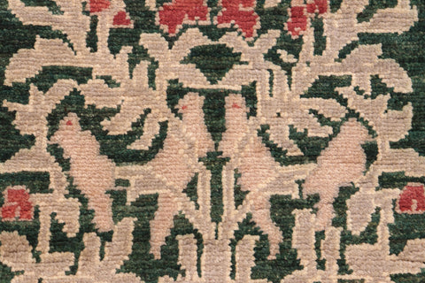 handmade Modern Kafkaz Green Tan Hand Knotted RECTANGLE 100% WOOL area rug 6' x 9'
