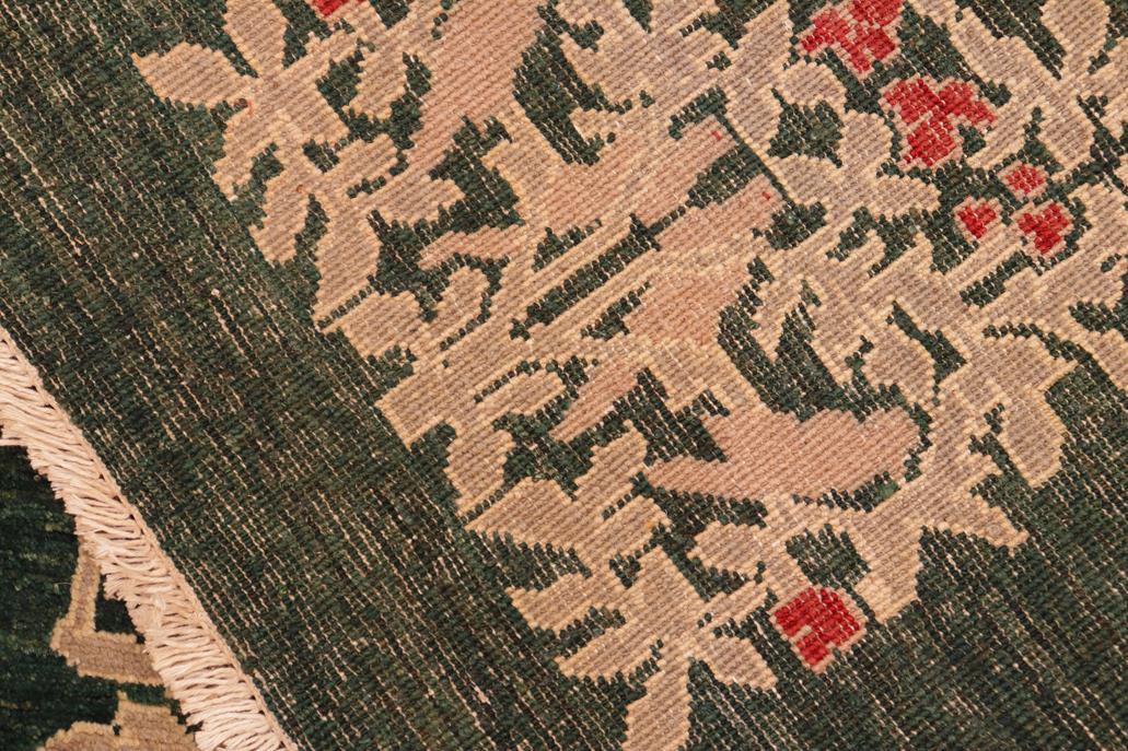 handmade Transitional Kafkaz Green Tan Hand Knotted RECTANGLE 100% WOOL area rug 6 x 9