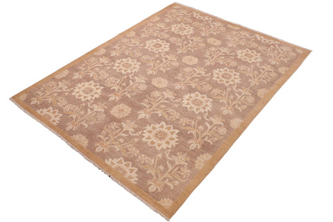 handmade Modern Kafkaz Brown Gold Hand Knotted RECTANGLE 100% WOOL area rug 6' x 9'