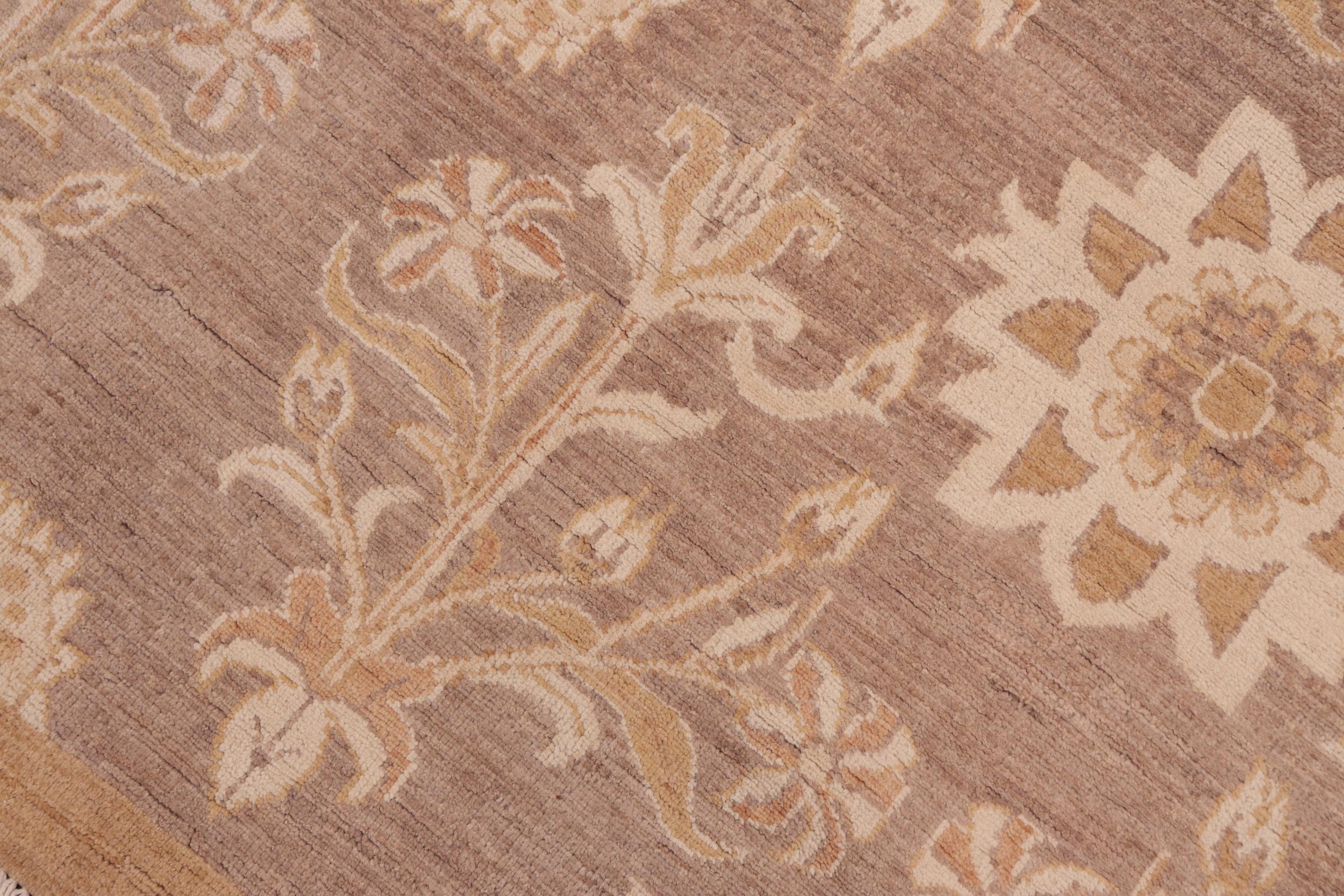 handmade Modern Kafkaz Brown Gold Hand Knotted RECTANGLE 100% WOOL area rug 6' x 9'