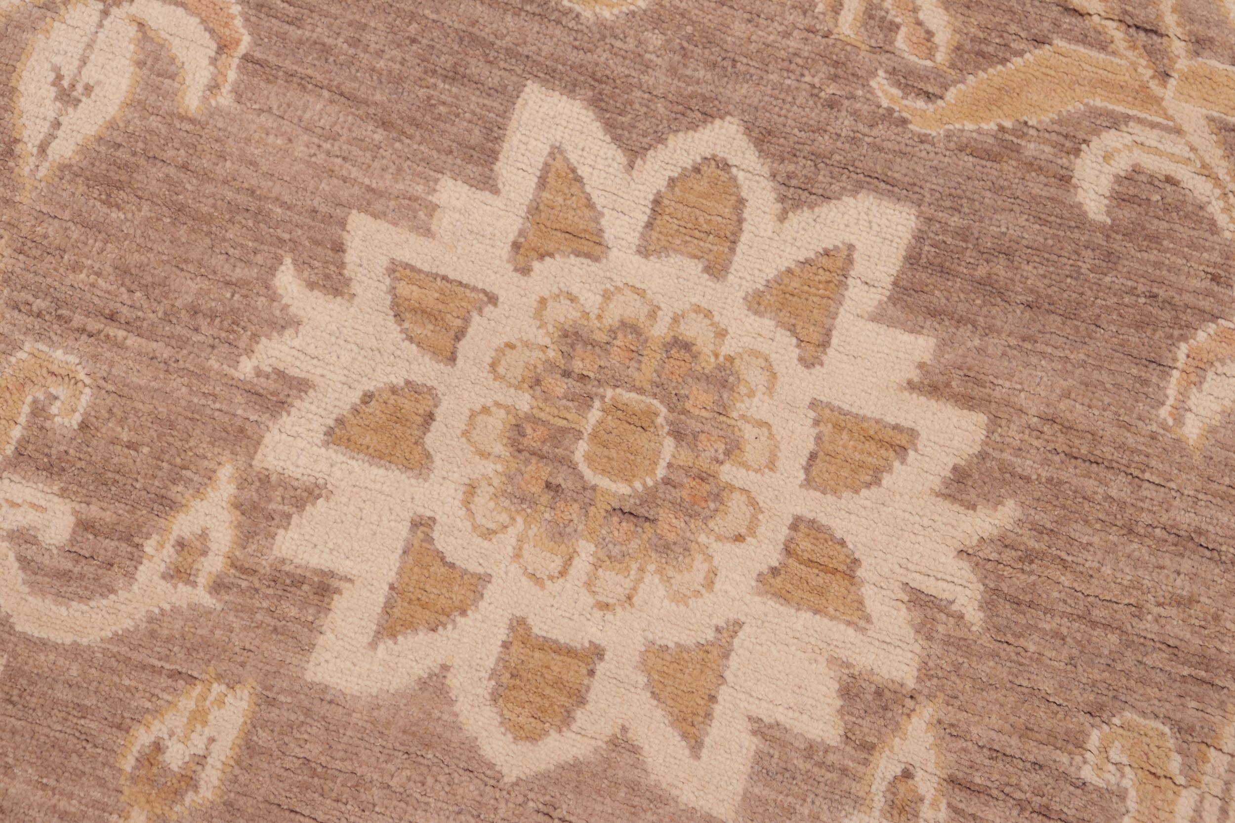 handmade Modern Kafkaz Brown Gold Hand Knotted RECTANGLE 100% WOOL area rug 6' x 9'
