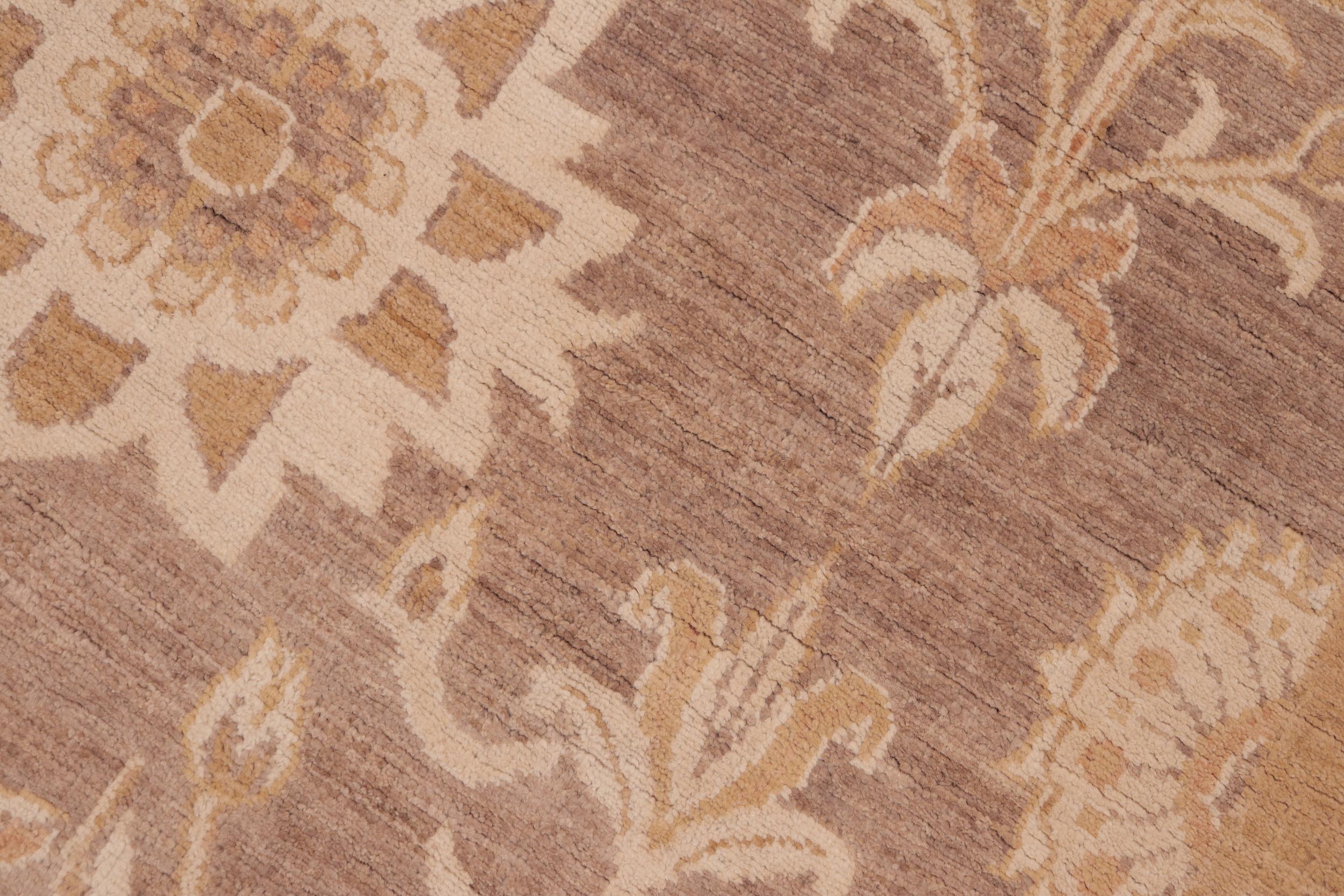 handmade Modern Kafkaz Brown Gold Hand Knotted RECTANGLE 100% WOOL area rug 6' x 9'
