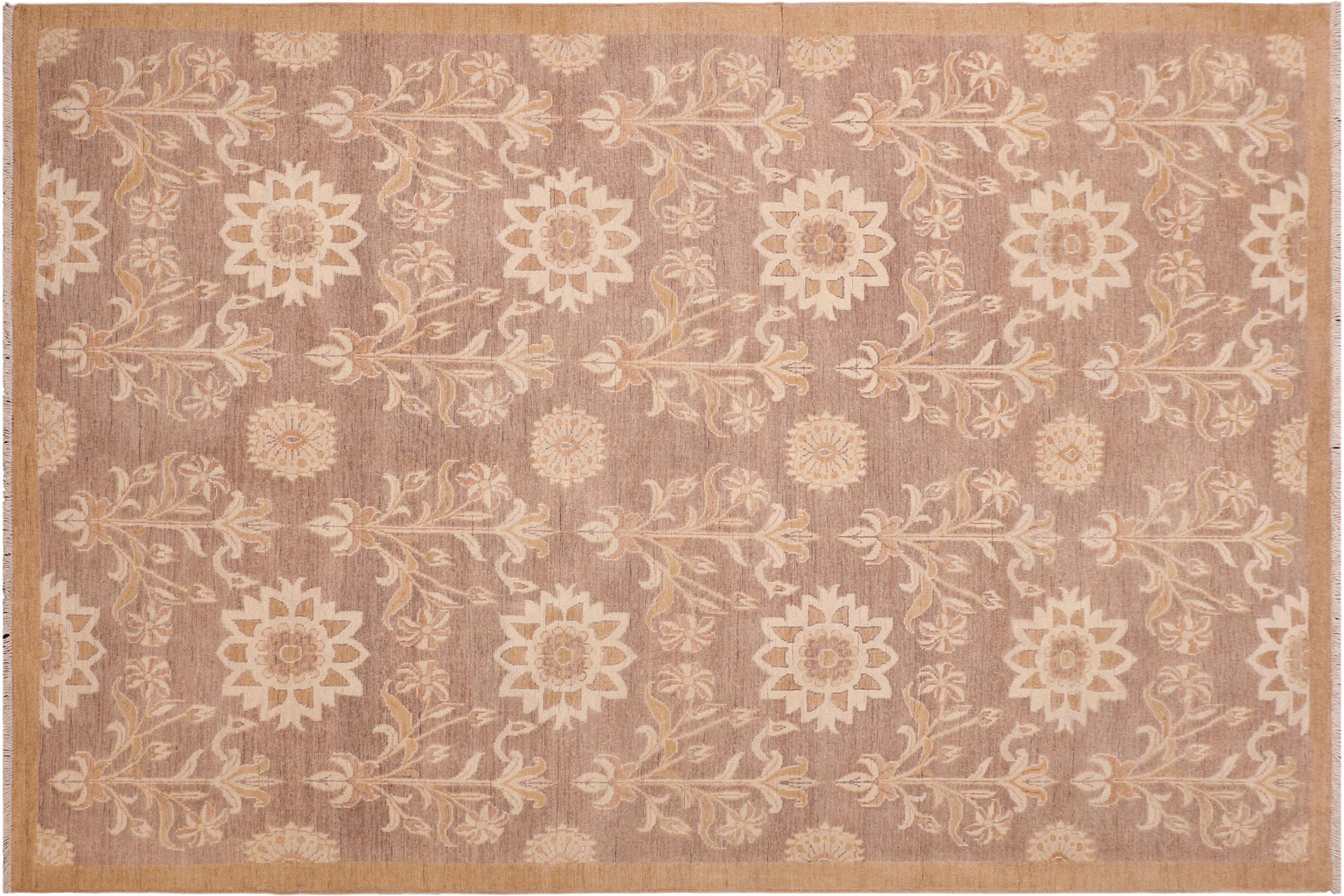 handmade Modern Kafkaz Brown Gold Hand Knotted RECTANGLE 100% WOOL area rug 6' x 9'