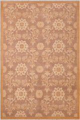 handmade Transitional Kafkaz Brown Gold Hand Knotted RECTANGLE 100% WOOL area rug 6 x 9