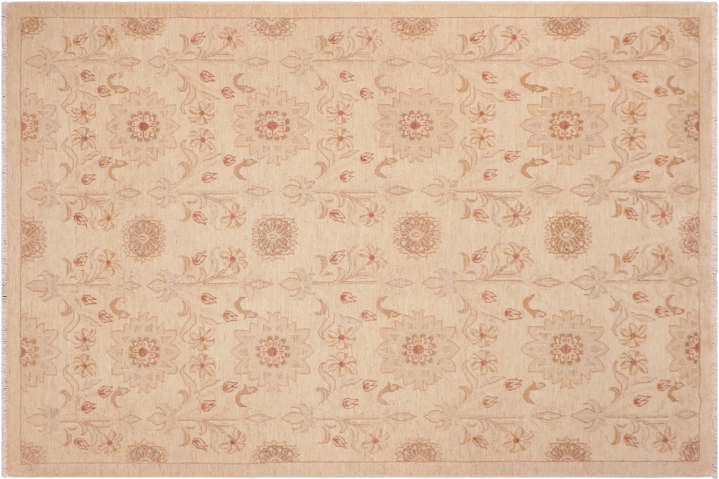 handmade Modern Kafkaz Beige Gold Hand Knotted RECTANGLE 100% WOOL area rug 6' x 9'