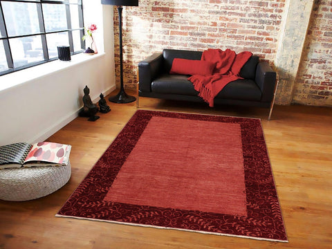 handmade Modern Kafkaz Red Red Hand Knotted RECTANGLE 100% WOOL area rug 6' x 8'