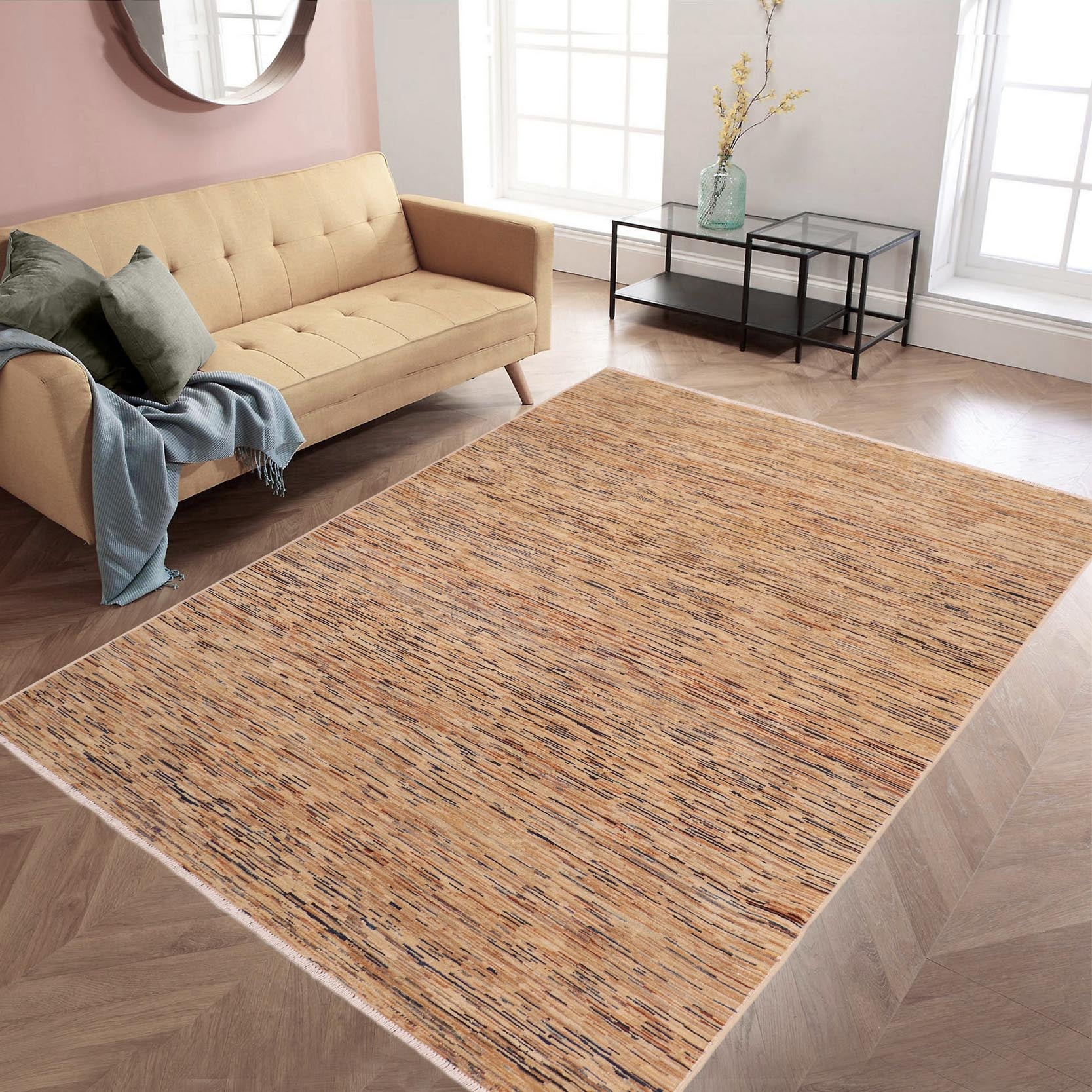 handmade Modern Gabbeh Tan Beige Hand Knotted RECTANGLE 100% WOOL area rug 6' x 9'