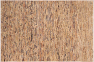 6x9 hand knotted modern Gabbeh wool rug in tan and beige - Modern Gabbeh Tomoko