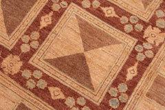 handmade Transitional Kafkaz Brown Tan Hand Knotted RECTANGLE 100% WOOL area rug 6 x 9