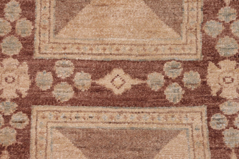 handmade Modern Kafkaz Brown Tan Hand Knotted RECTANGLE 100% WOOL area rug 6' x 9'
