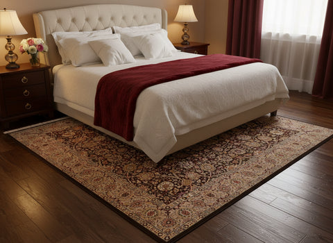 handmade Transitional  Brown Taupe Hand Knotted RECTANGLE 100% WOOL area rug 6x9