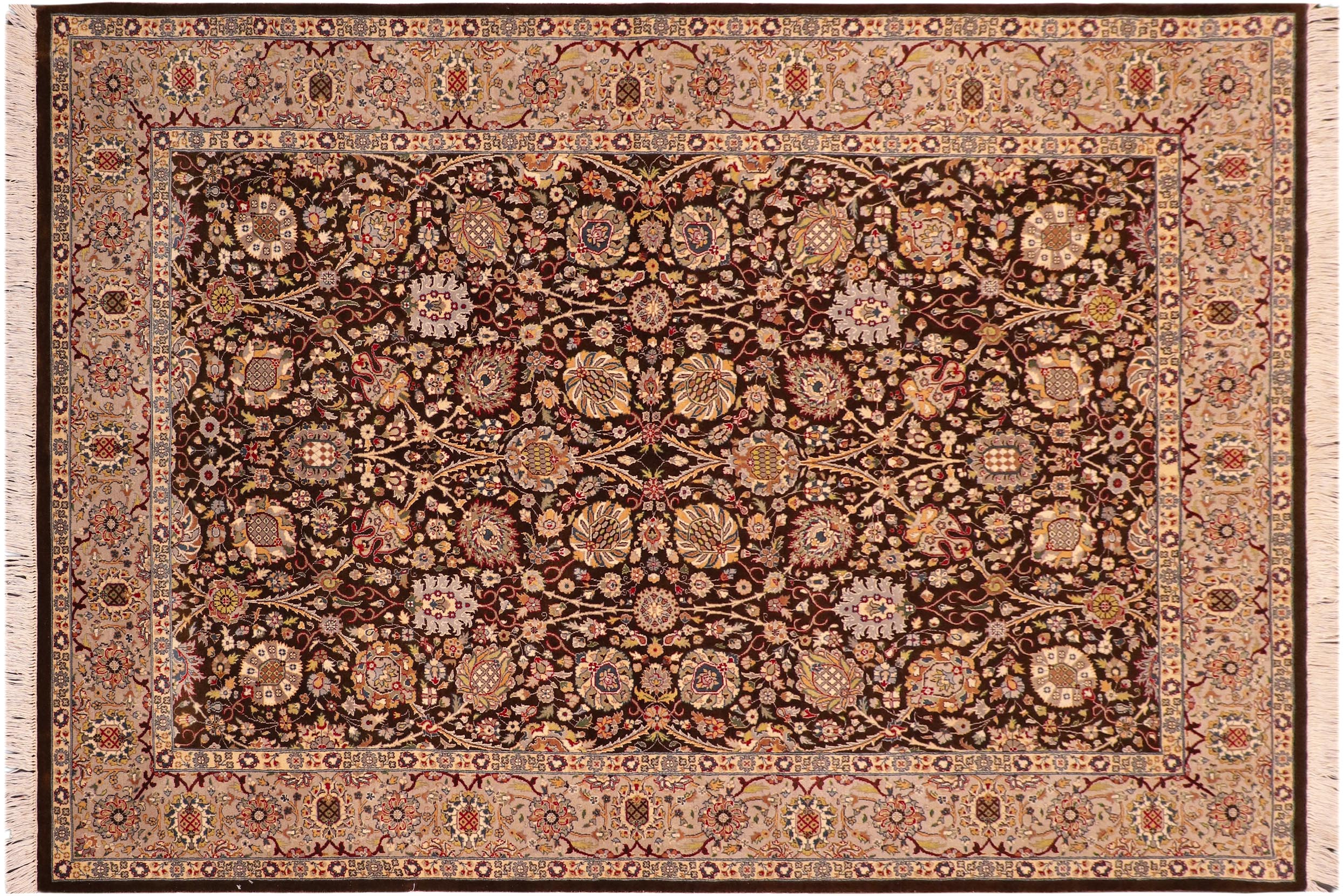 handmade Transitional  Brown Taupe Hand Knotted RECTANGLE 100% WOOL area rug 6x9