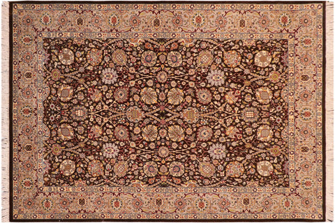 handmade Transitional  Brown Taupe Hand Knotted RECTANGLE 100% WOOL area rug 6x9