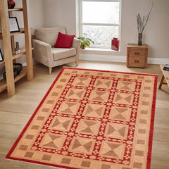 handmade Transitional Kafkaz Red Tan Hand Knotted RECTANGLE 100% WOOL area rug 6 x 9
