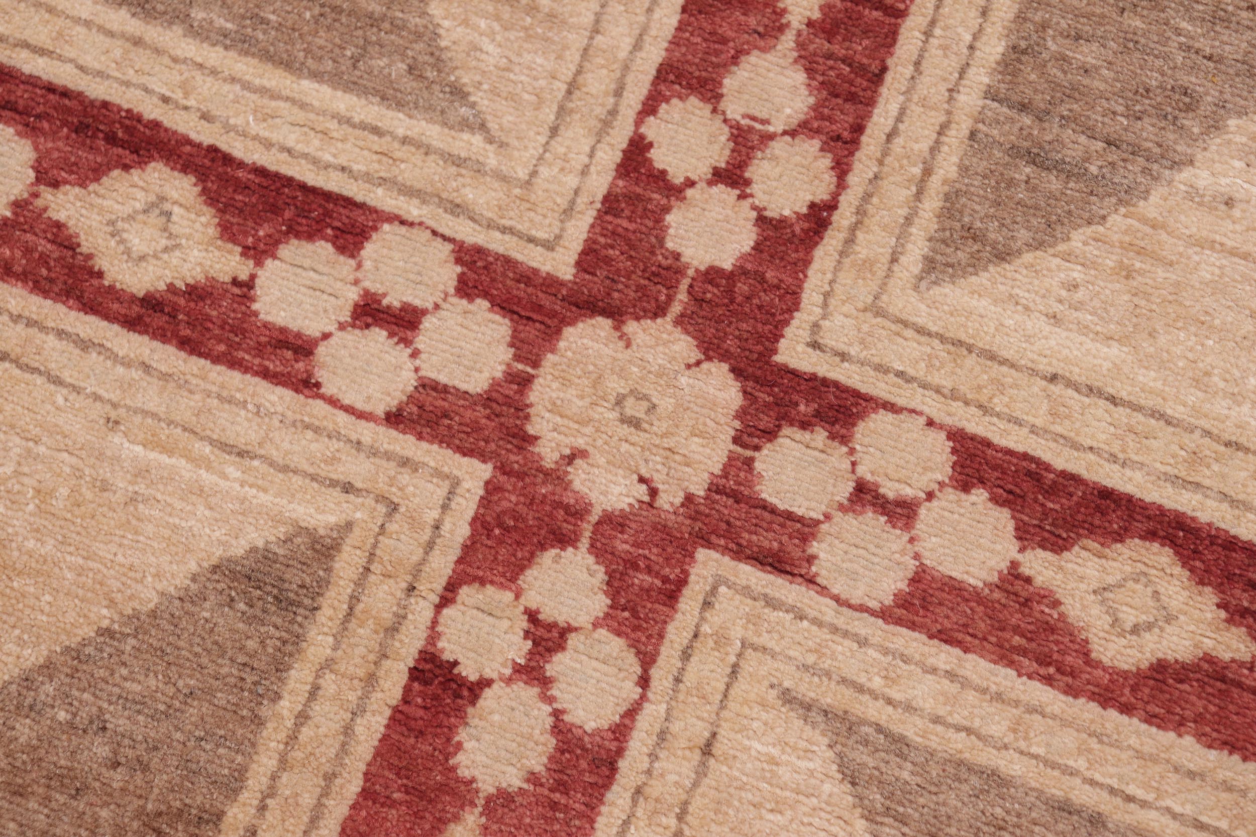 handmade Modern Kafkaz Red Tan Hand Knotted RECTANGLE 100% WOOL area rug 6' x 9'
