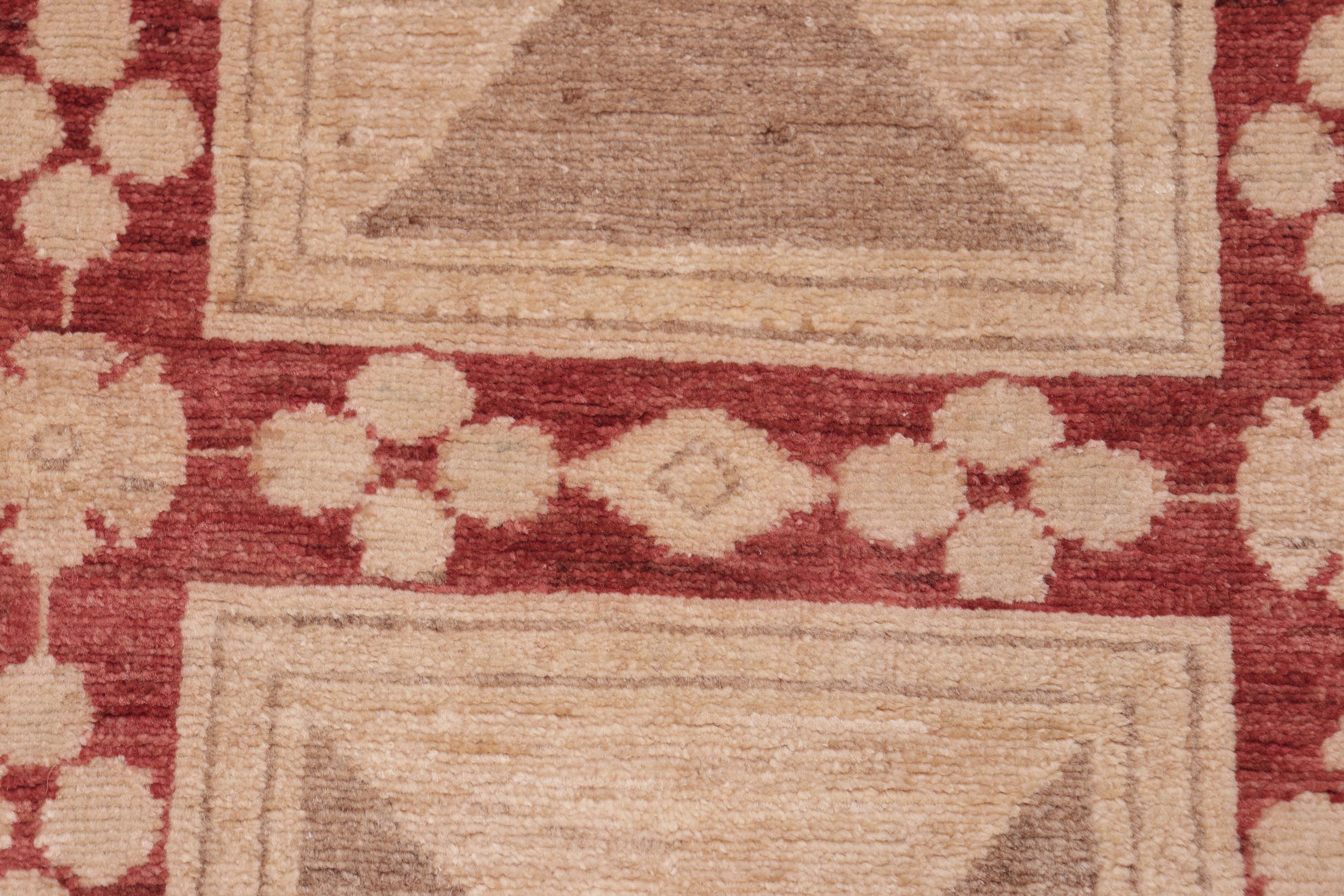 handmade Modern Kafkaz Red Tan Hand Knotted RECTANGLE 100% WOOL area rug 6' x 9'