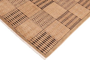handmade Modern Kafkaz Tan Brown Hand Knotted RECTANGLE 100% WOOL area rug 6' x 9'