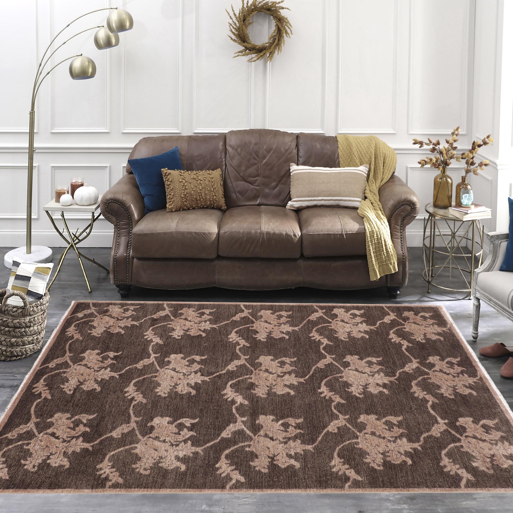 handmade Modern Kafkaz Brown Tan Hand Knotted RECTANGLE 100% WOOL area rug 6' x 9'