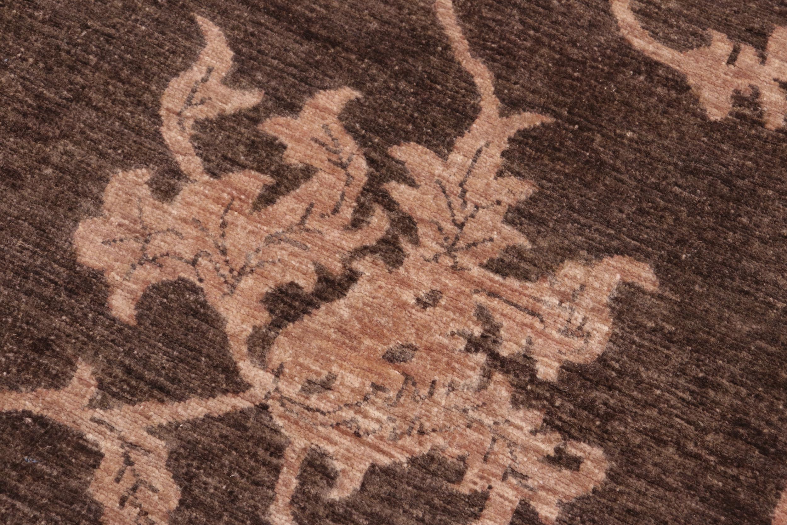 handmade Modern Kafkaz Brown Tan Hand Knotted RECTANGLE 100% WOOL area rug 6' x 9'