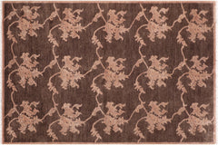 handmade Modern Kafkaz Brown Tan Hand Knotted RECTANGLE 100% WOOL area rug 6' x 9'