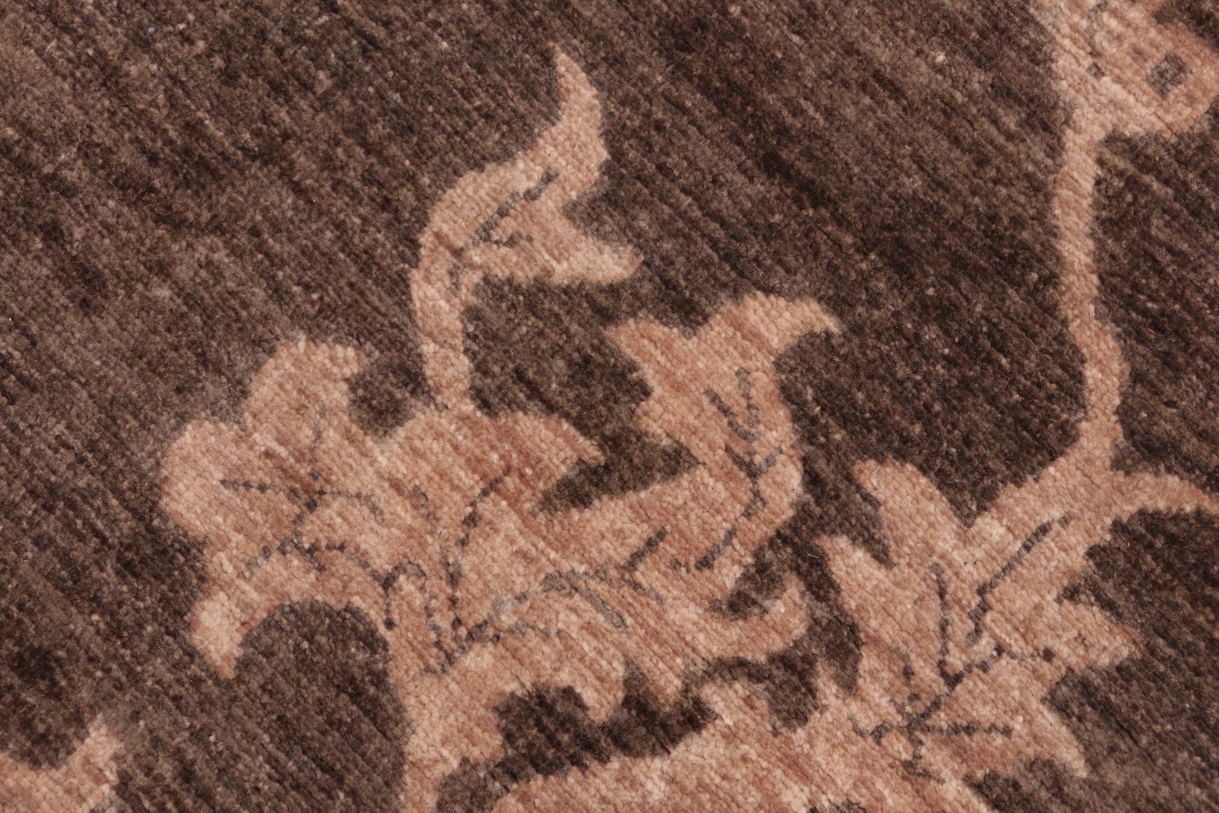 handmade Modern Kafkaz Brown Tan Hand Knotted RECTANGLE 100% WOOL area rug 6' x 9'