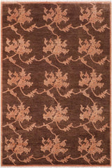 handmade Transitional Kafkaz Brown Tan Hand Knotted RECTANGLE 100% WOOL area rug 6 x 9