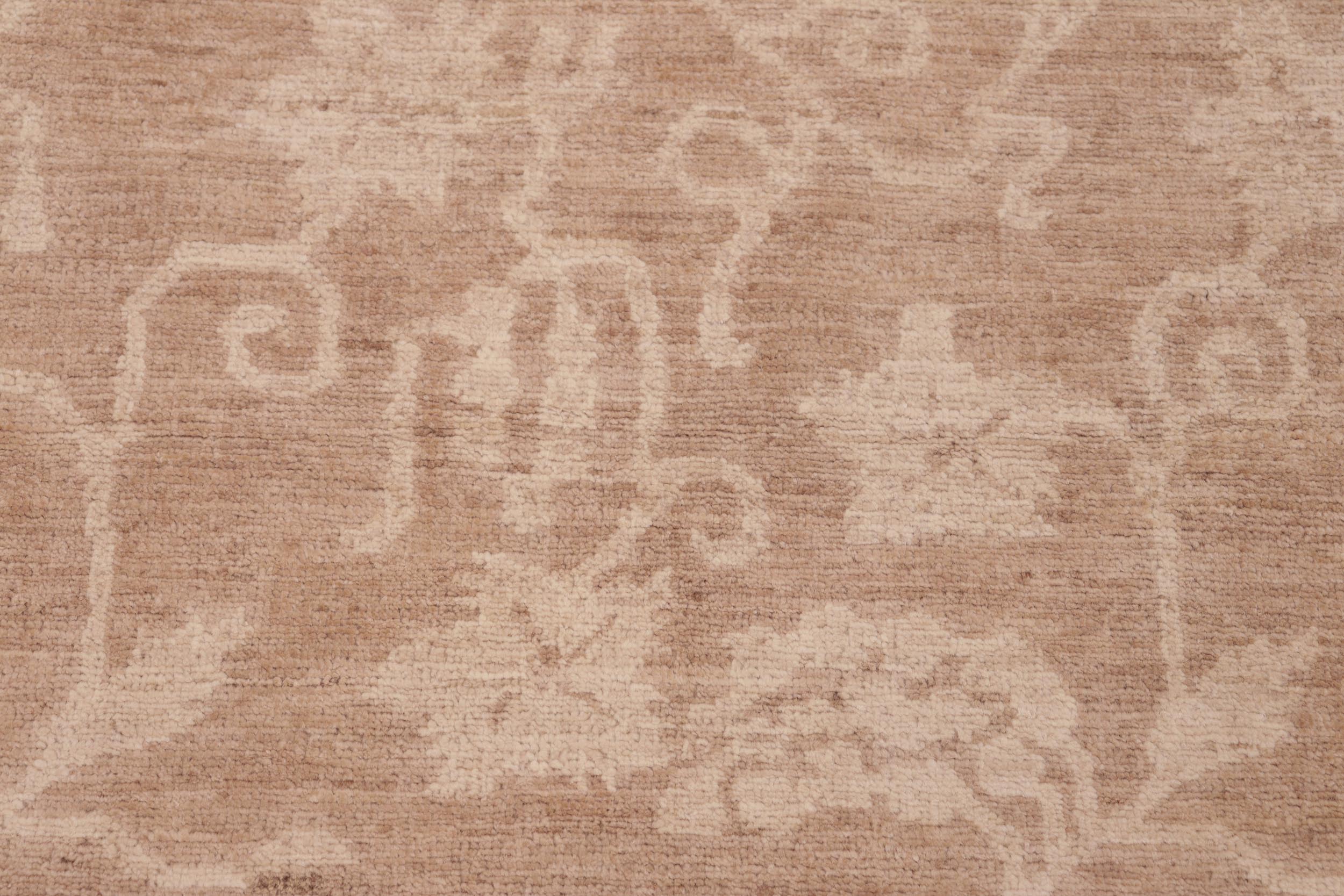 handmade Modern Kafkaz Brown Tan Hand Knotted RECTANGLE 100% WOOL area rug 6' x 9'