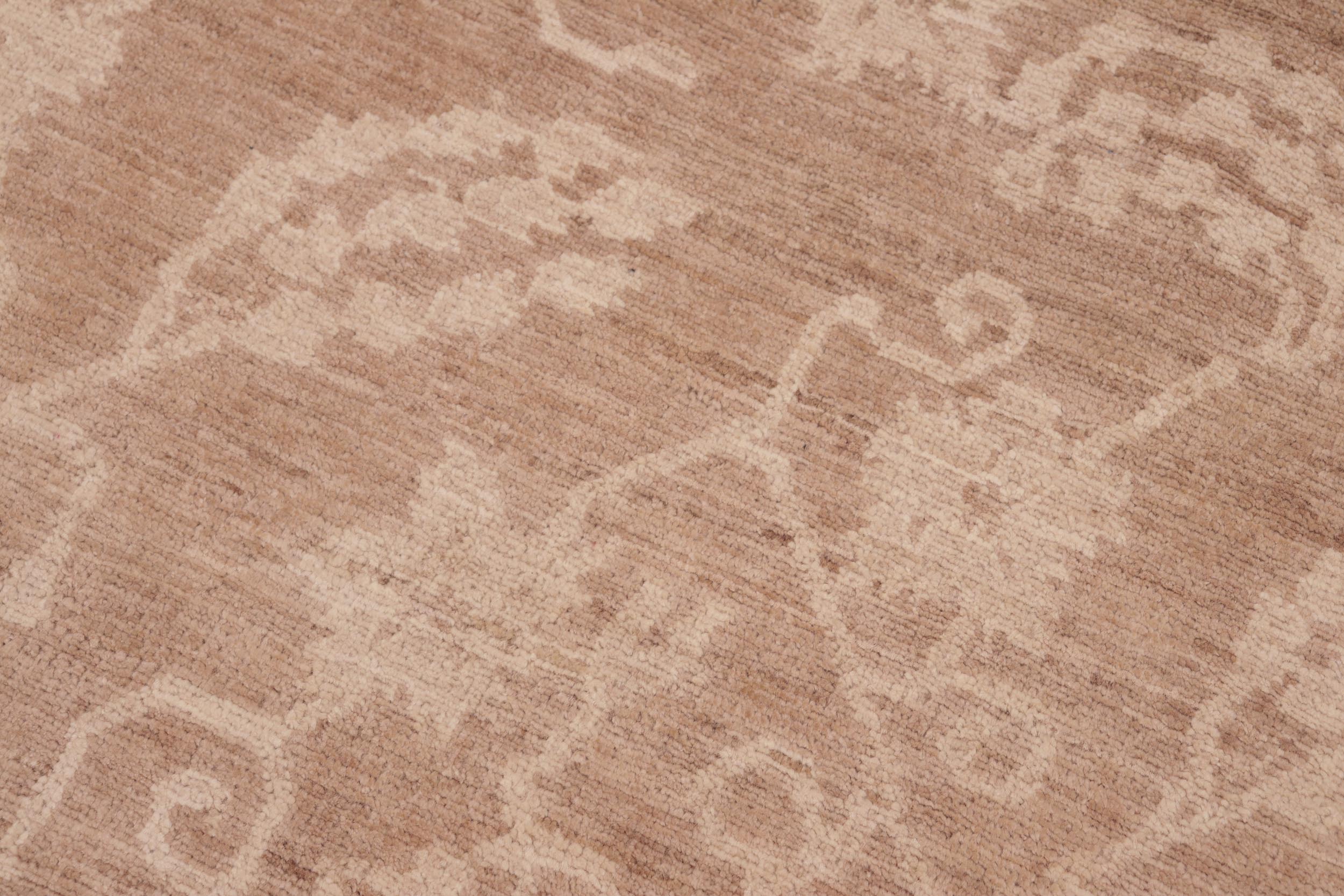 handmade Modern Kafkaz Brown Tan Hand Knotted RECTANGLE 100% WOOL area rug 6' x 9'