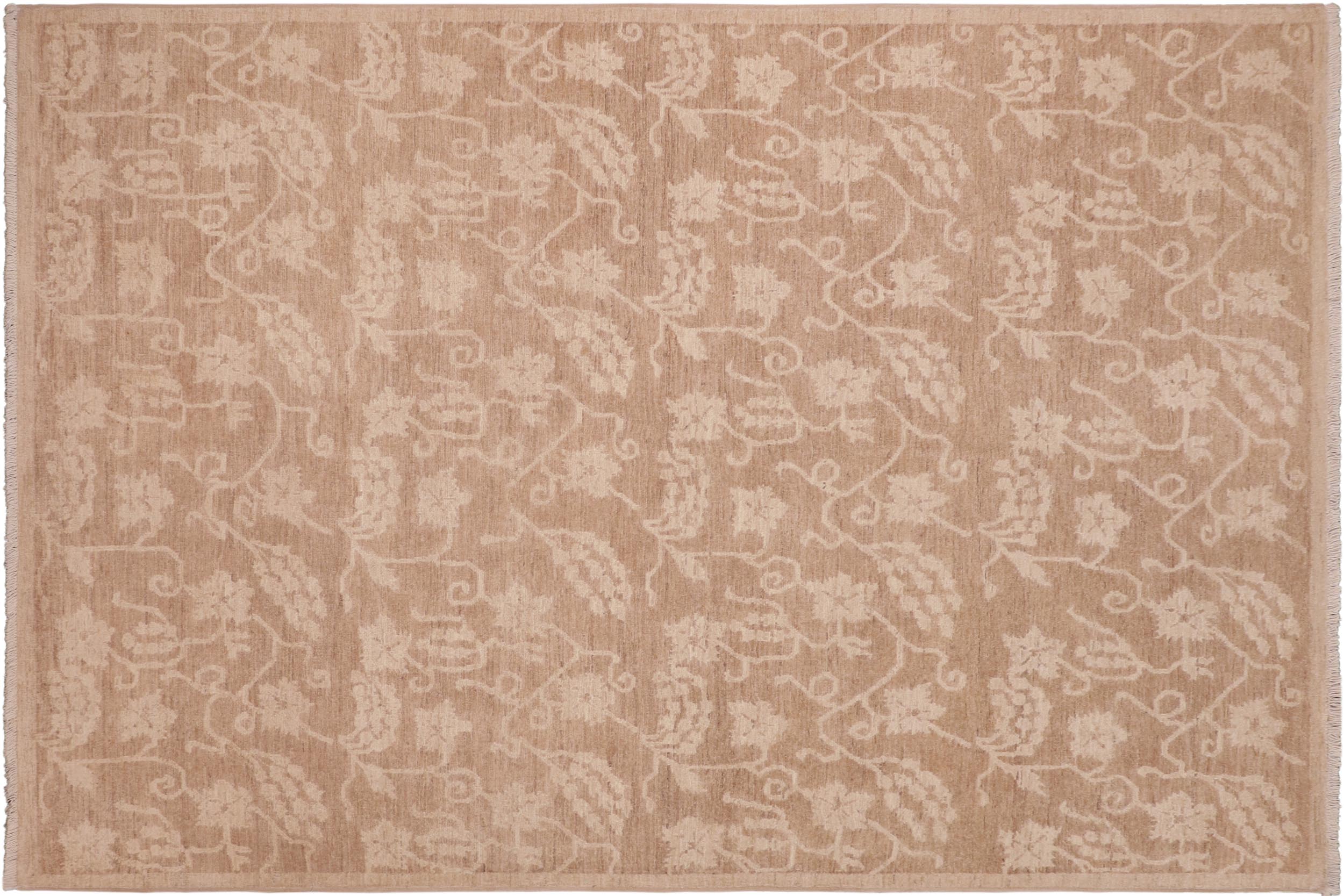 handmade Modern Kafkaz Brown Tan Hand Knotted RECTANGLE 100% WOOL area rug 6' x 9'