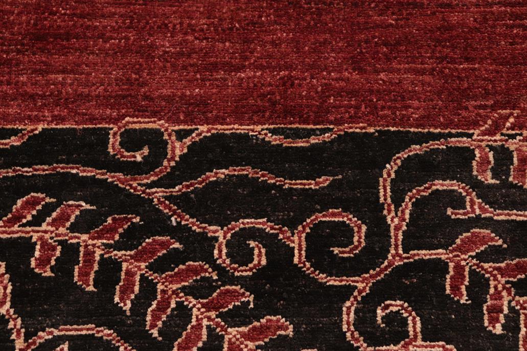 handmade Modern Kafkaz Red Black Hand Knotted RECTANGLE 100% WOOL area rug 6 x 10