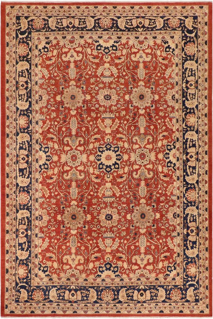 handmade Traditional Kafkaz Rust Drk. Blue Hand Knotted RECTANGLE 100% WOOL area rug 10 x 14